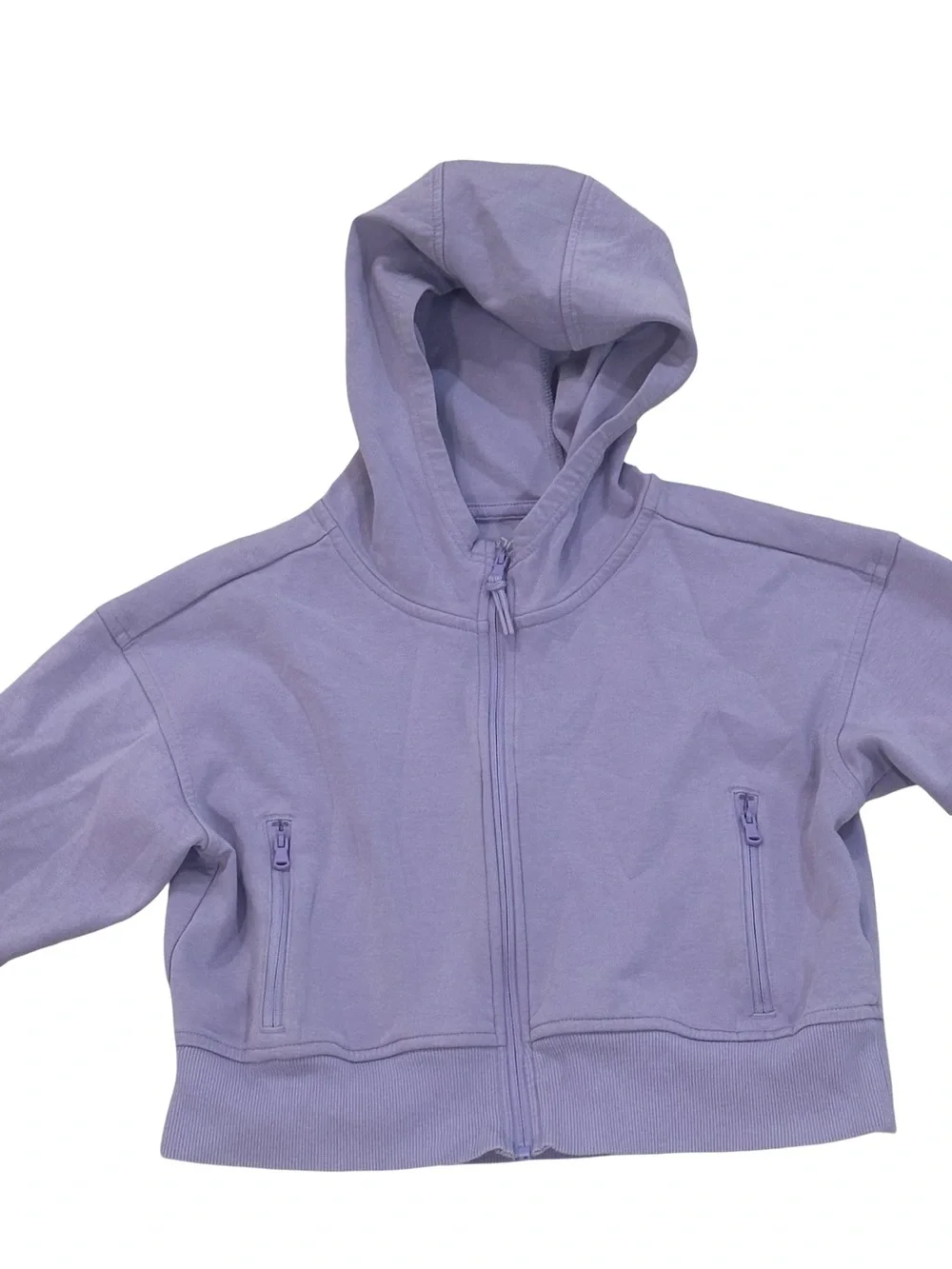 EUC Old Navy Girls Medium Lavender Cropped Hooded Zip Sweatshirt Jacket